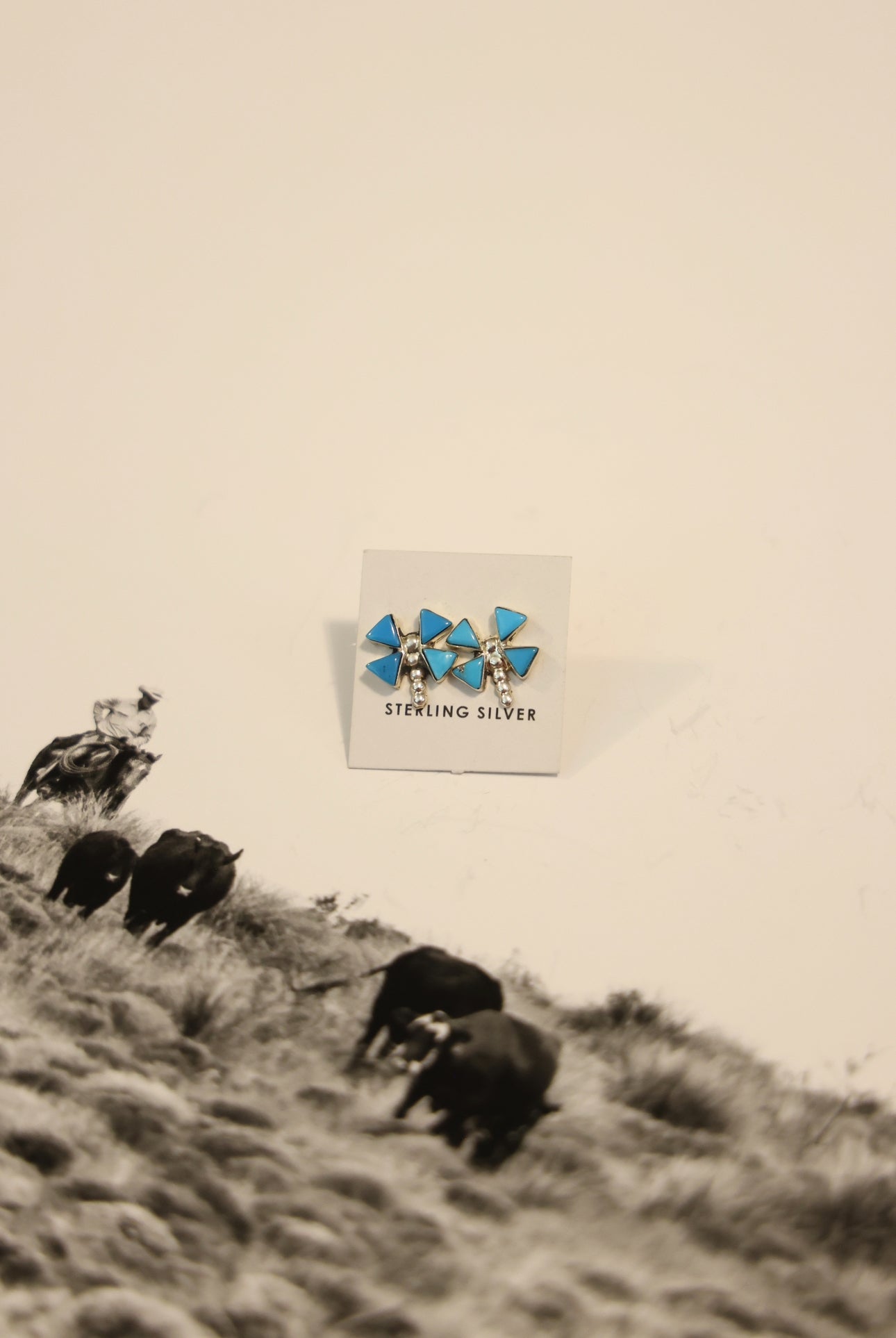 Turquoise dragon fly studs