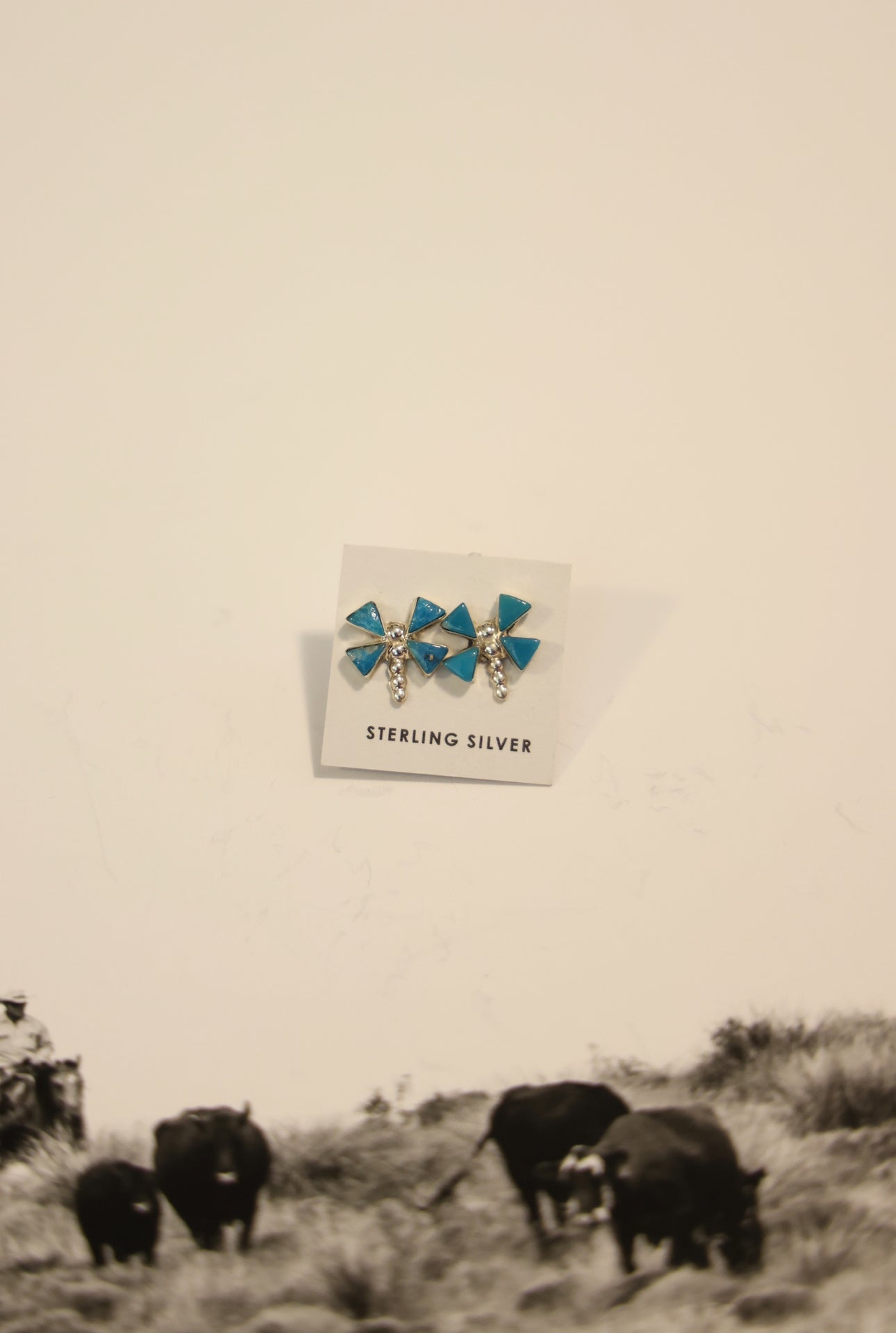 Turquoise dragon fly studs
