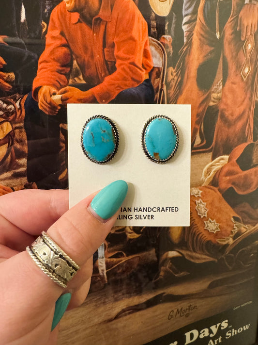 Turquoise Oval Studs