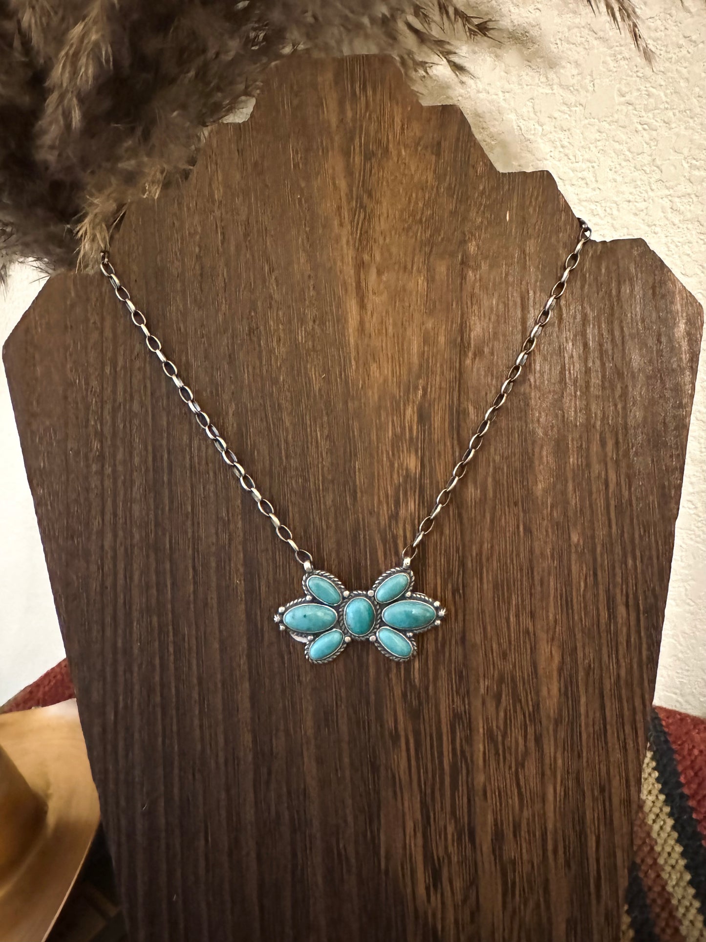 Turquoise Cluster Bar Necklace