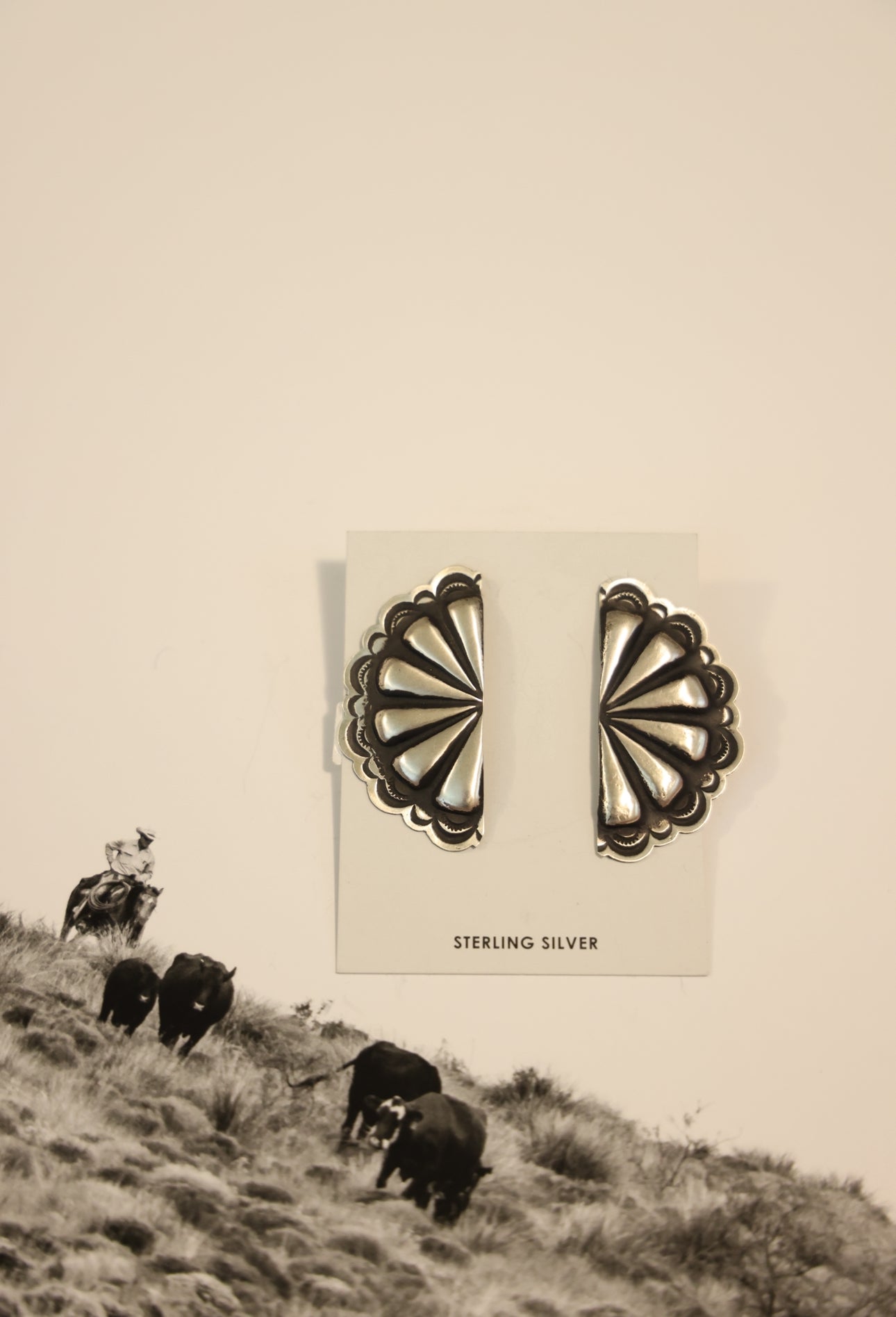 Large half Concho earrings